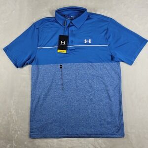Under Armour The Playoff Polo Men's‎ Medium Blue Performance Stretch Golf NWT